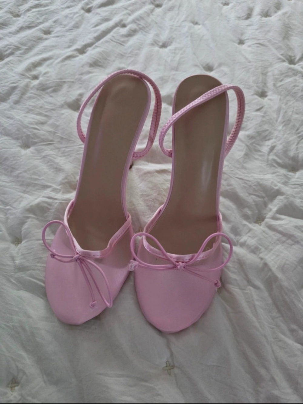 SHEIN Light Pink Bow Strap Heeled Sandals